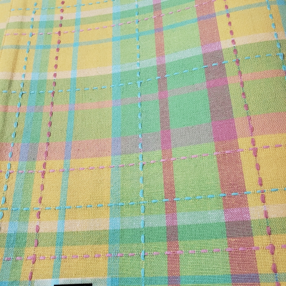 Vtg Pier 1 Cottagecore Preppy Farmhouse Plaid Gingham Checkers Pastel Reversible